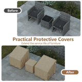Fundas Impermeables para Muebles de Patio, Fundas para Conjunto de Conversación Exterior de 3 Piezas para Bistró - Beige