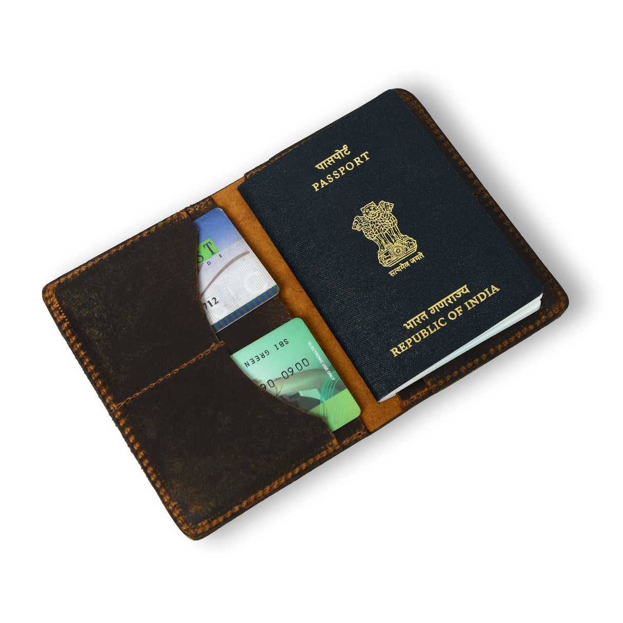 Funda de piel Passport Plus - Marrón