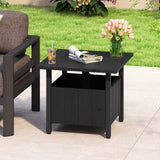 Mesa Auxiliar Exterior con Agujero para Sombrilla de 1.89" Soporte de Base para Sombrilla de Patio - Negro