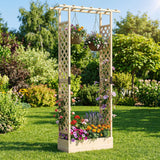 89 Inch Tall Wooden Raised Garden Bed with Side Trellis and Hanging Roof Drainage Holes