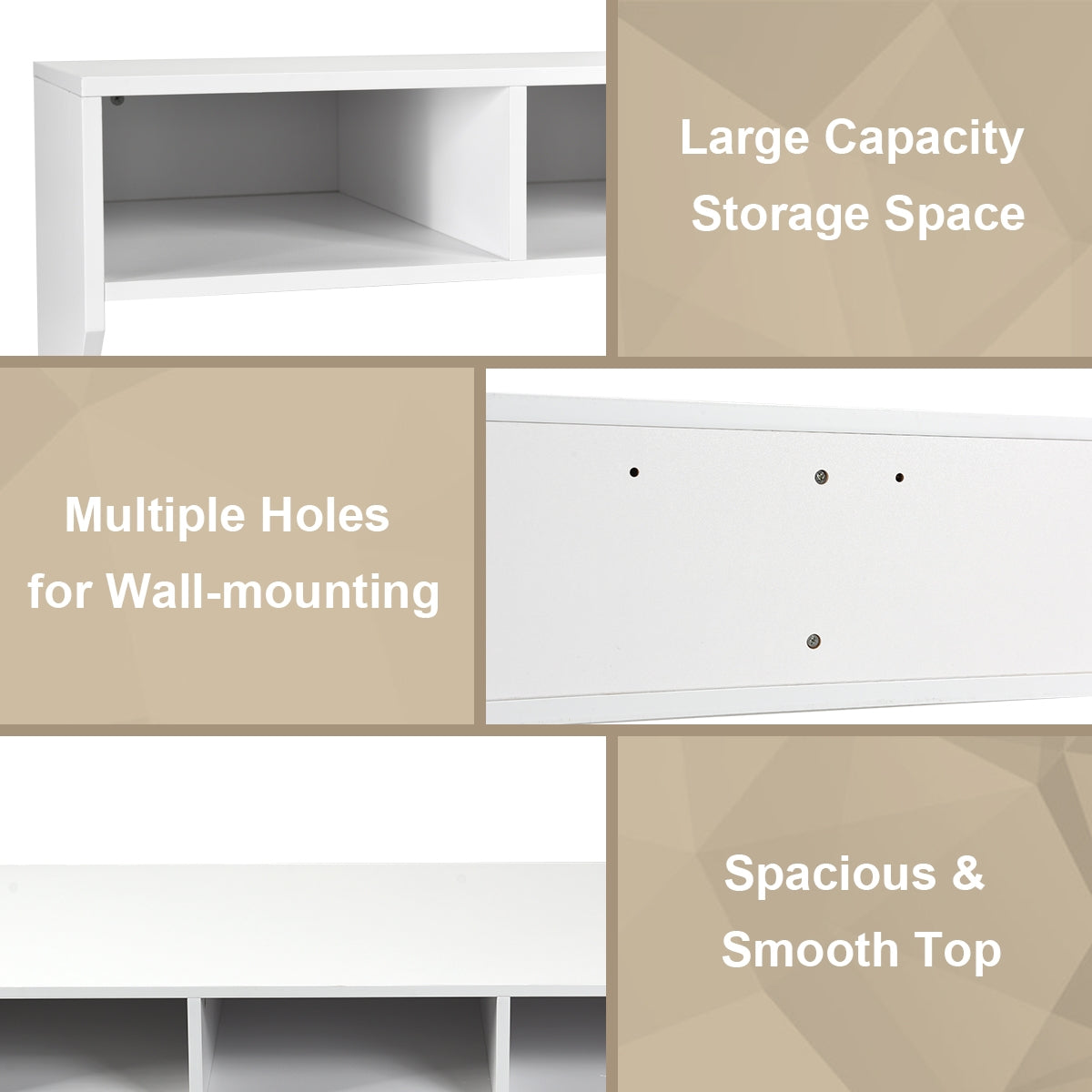 Mesa flotante de ordenador de pared con estante de almacenamiento - Blanco