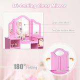 Kids Tri Folding Mirror Makeup Dressing Vanity Table Set