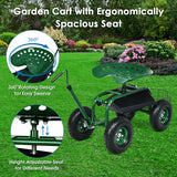 Carro de jardín con manillar extensible y asiento con ruedas