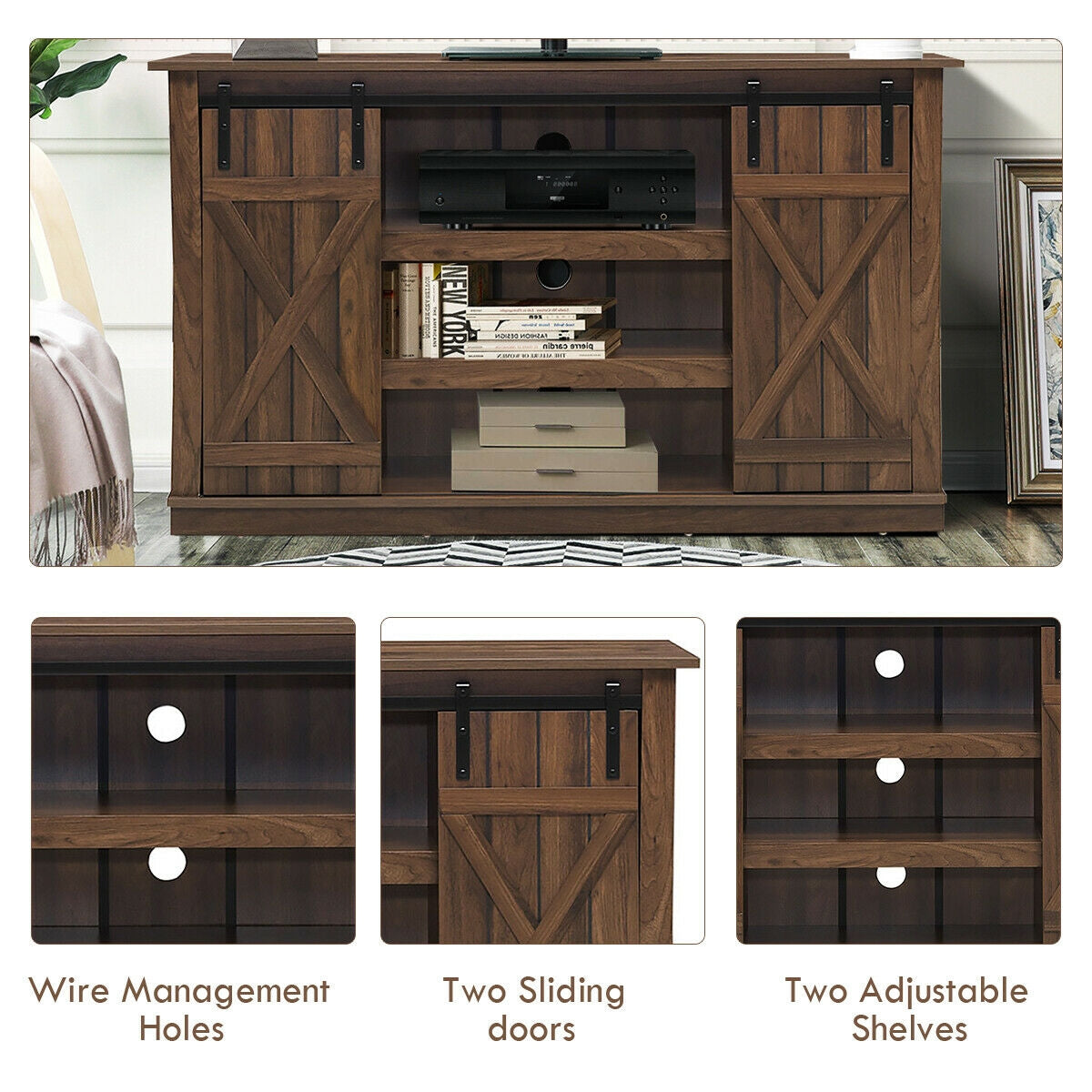 Mueble de TV con puertas corredizas tipo granero