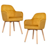 Juego de 2 sillones decorativos de ocio de respaldo medio - Amarillo