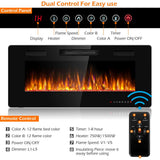 Chimenea eléctrica empotrada ultrafina de 42 pulgadas con temporizador