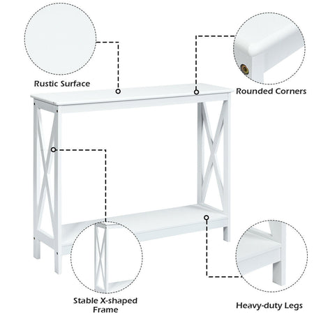 Mesa auxiliar de sofá de 2 niveles con diseño en X