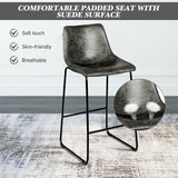 Set of 2 Bar Stool Faux Suede Upholstered Chairs