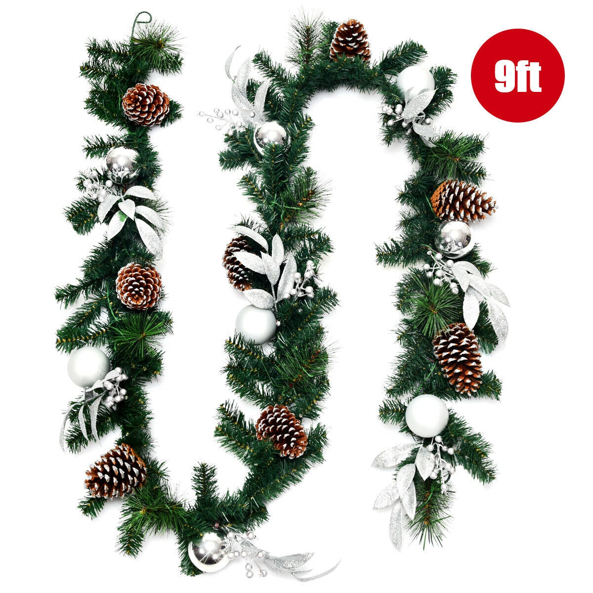 Guirnalda artificial preiluminada de Navidad de 9 pies con luces LED