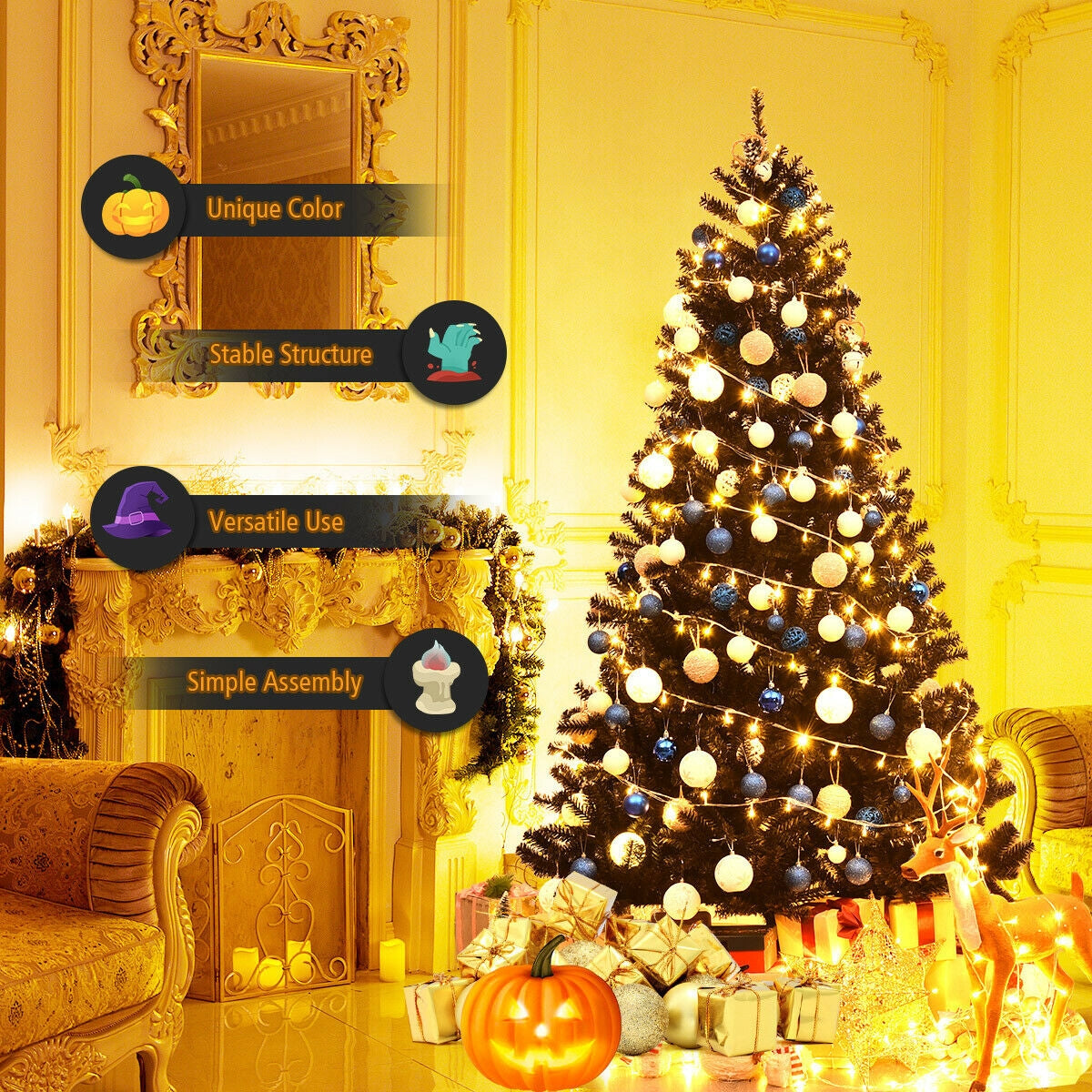Árbol de Navidad/Halloween Artificial Plegable de 2.29 Metros