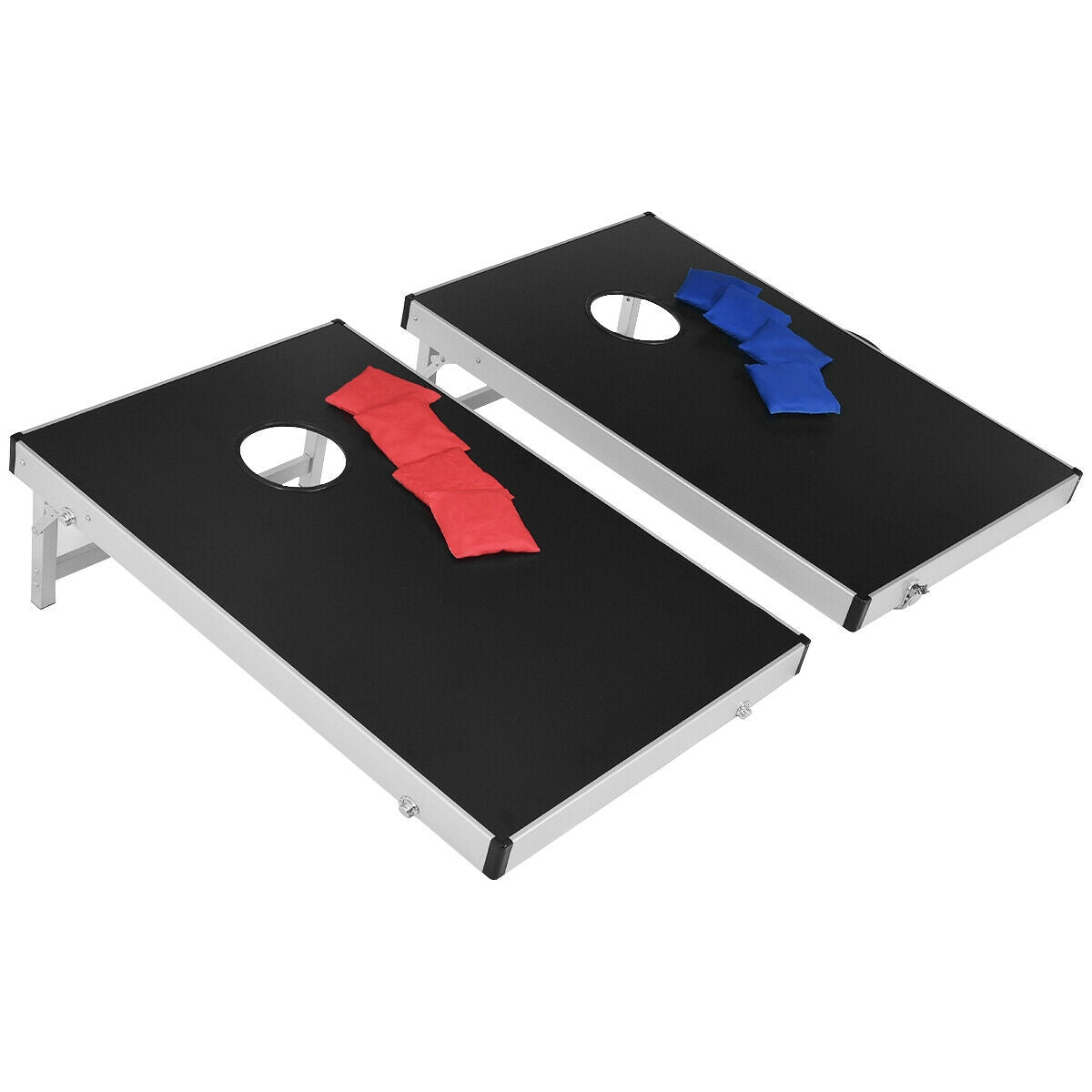 Juego de cornhole con diseño plegable y asa lateral