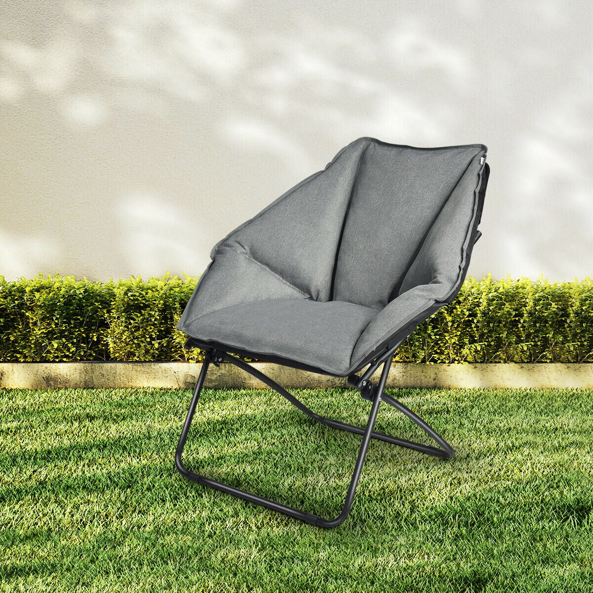 Silla de camping de ocio plegable de gran tamaño con estructura de hierro resistente