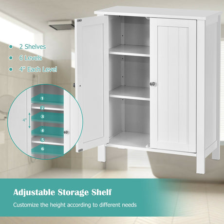 Organizador de almacenamiento de pie para baño de 2 puertas con ahorro de espacio