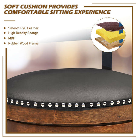 Taburetes giratorios 360 grados de 30.5 pulgadas con asiento acolchado de cuero