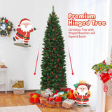 Árbol de Navidad estrecho preiluminado de 6.5 pies con bisagras