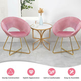 Modern Accent Velvet Dining Arm Chair with Golden Metal Legs and Soft Cushion