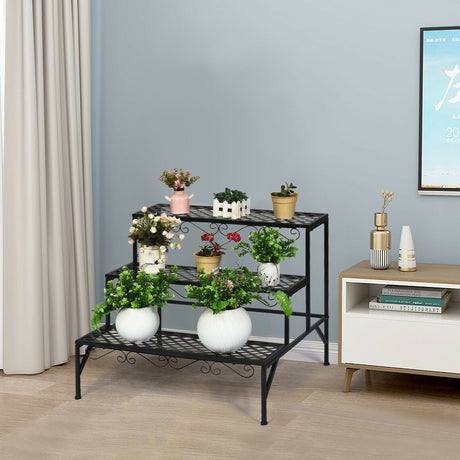 Soporte metálico decorativo de 3 niveles para plantas