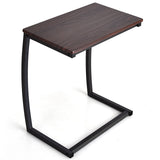 Mesa Auxiliar Sofá Lateral en C con Estructura de Acero - Café