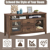 Mueble para TV retro de madera con cajones y puertas de cristal templado