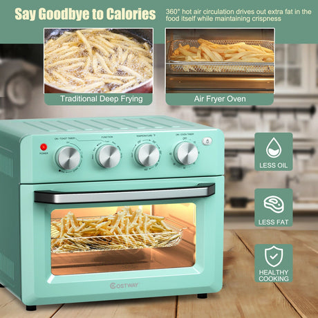 Horno Tostador de Convección y Freidora de Aire de 19 Qt con 5 Accesorios - Verde