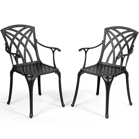 Juego de 2 sillas de comedor de aluminio duradero con reposabrazos