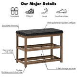 2-Tier Wooden Shoe Rack Bench with Padded Seat