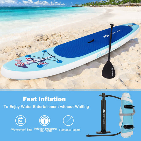 Tabla de paddle surf inflable de 10 pies con remo y bomba ajustables