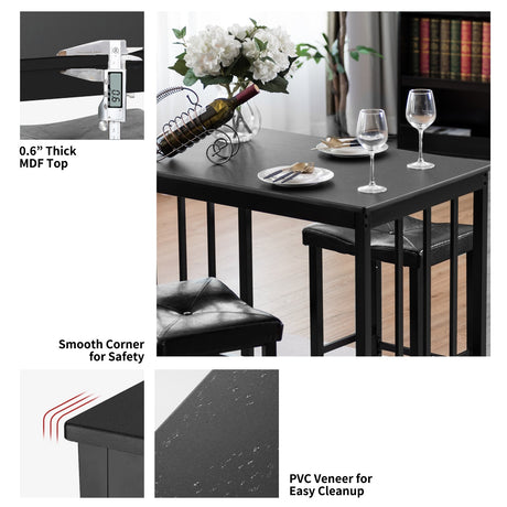 Juego de comedor moderno de 3 piezas a la altura de la encimera
