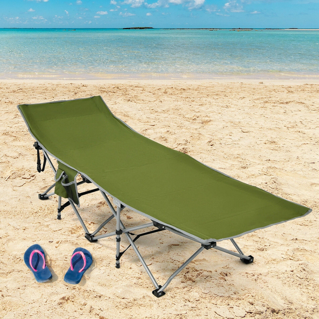 Catres Plegables de Camping con Bolsillo Lateral y Reposacabezas Desmontable