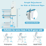 Adjustable Height Study Desk with Drawer and Tilted Desktop for School and Home
