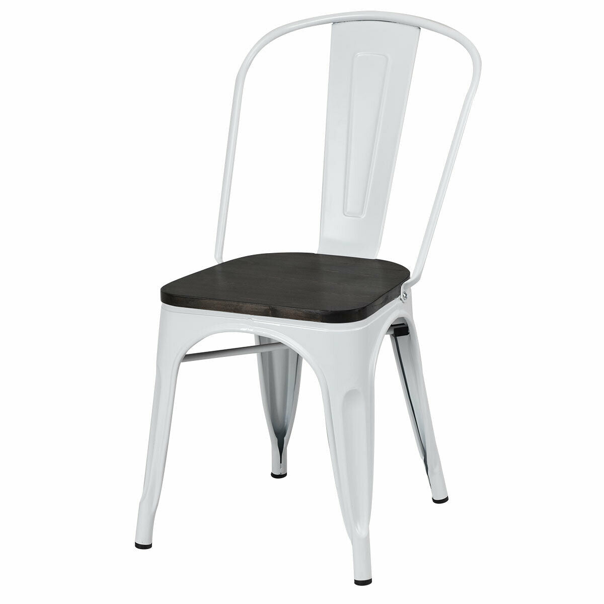 4 sillas de comedor metálicas apilables estilo Tolix con asiento de madera