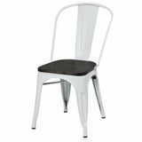 4 sillas de comedor metálicas apilables estilo Tolix con asiento de madera