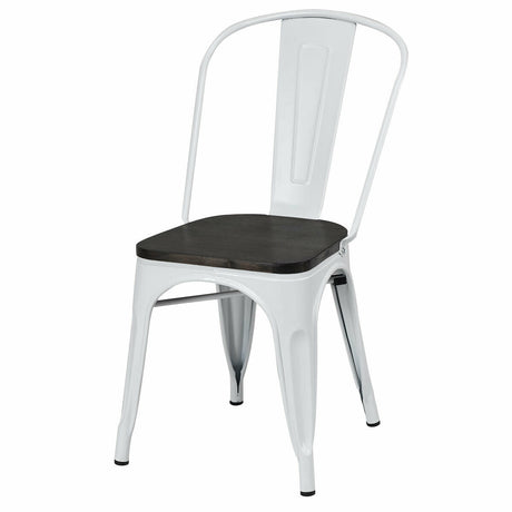 4 sillas de comedor metálicas apilables estilo Tolix con asiento de madera