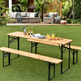 Juego de Banco y Mesa de Picnic Plegable de Madera de 3 Piezas