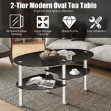 Mesa de centro ovalada de cristal templado