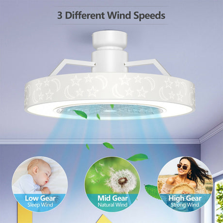 Ventilador de techo de 23 pulgadas con luz LED y control remoto