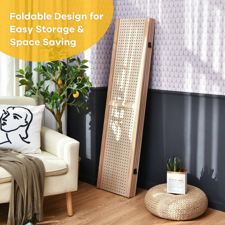 Expositor de pegboard de 4 paneles, 1,5 m de altura, pantalla plegable para manualidades, organizado