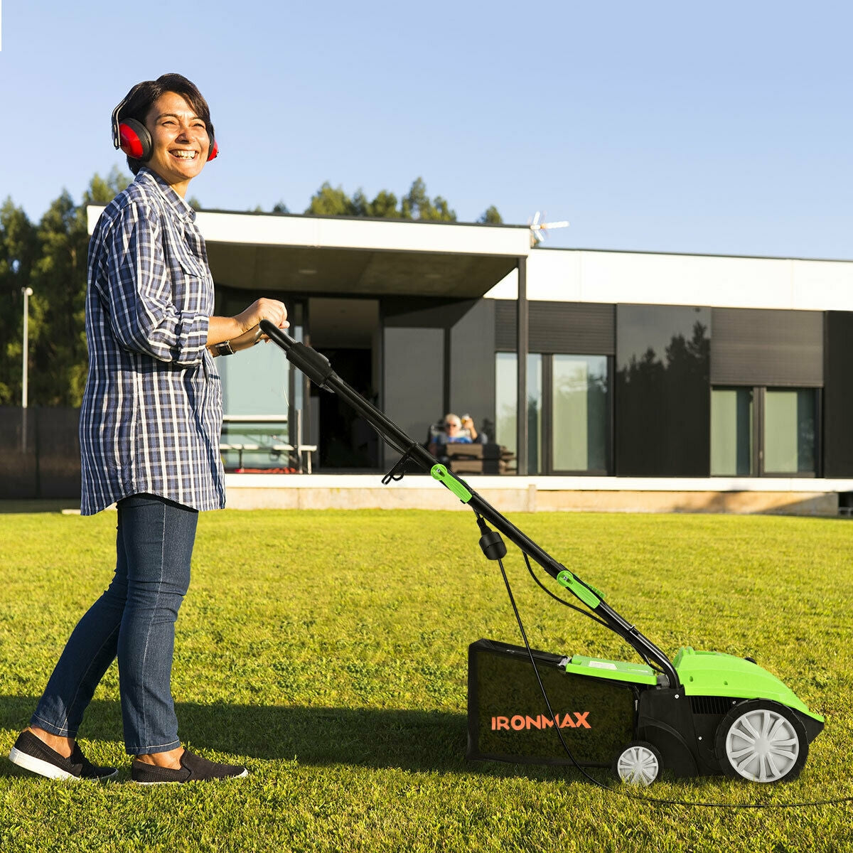 Escarificador eléctrico de 13 pulgadas y 12 amperios con bolsa recolectora y cuchillas extraíbles