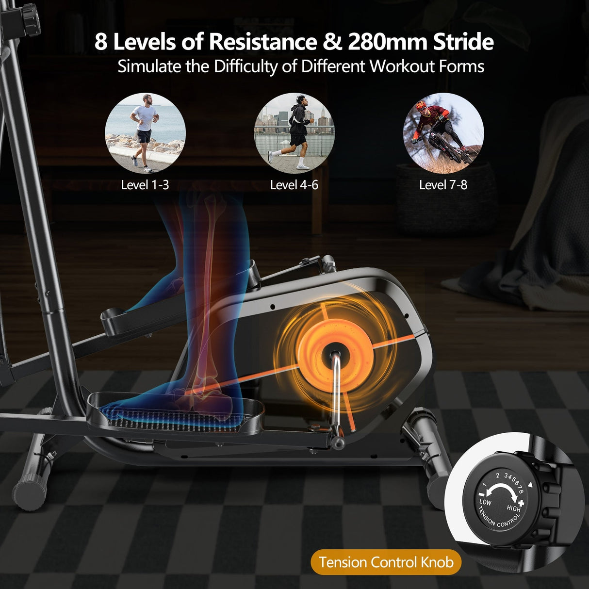 Máquina Elíptica de Ejercicio con Resistencia Magnética y Monitor LCD