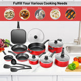 Juego de ollas y sartenes de cocina antiadherentes anodizado duro de 17 piezas