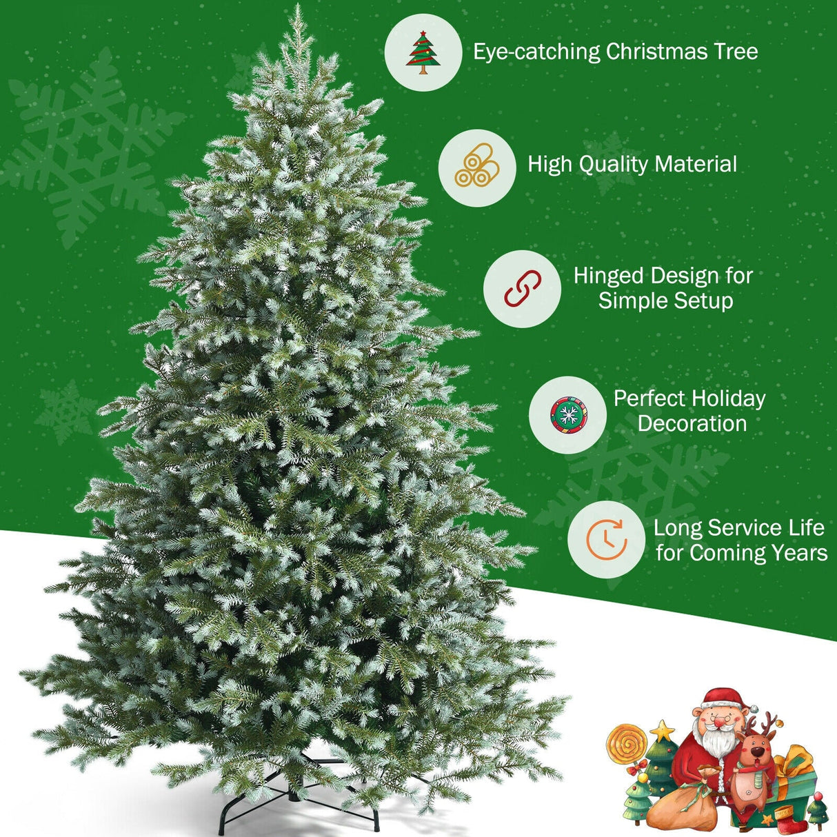 Árbol de Navidad Artificial de 2,13 m con 1260 Puntas Mixtas de PE y PVC