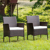 2 Sillones de ratán PE para exteriores con cojines extraíbles