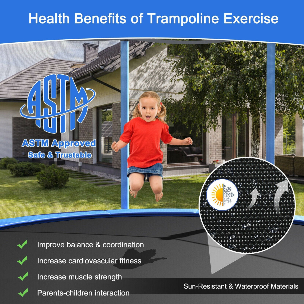 Trampolín exterior con red de seguridad-3 m