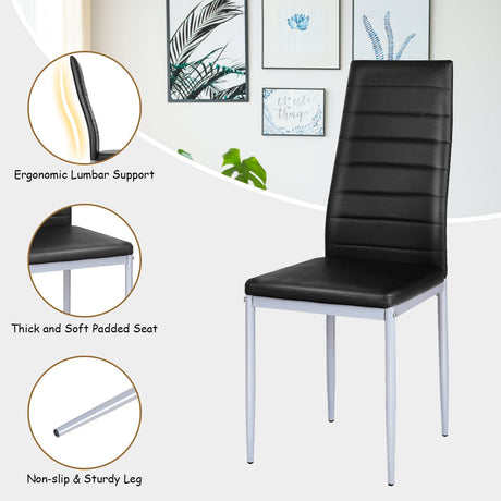 4 pcs PVC Leather Dining Side Chairs Elegant Design