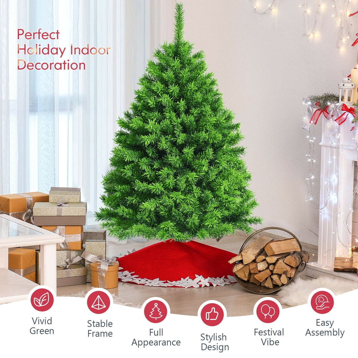 Árbol de Navidad artificial nevado con soporte metálico