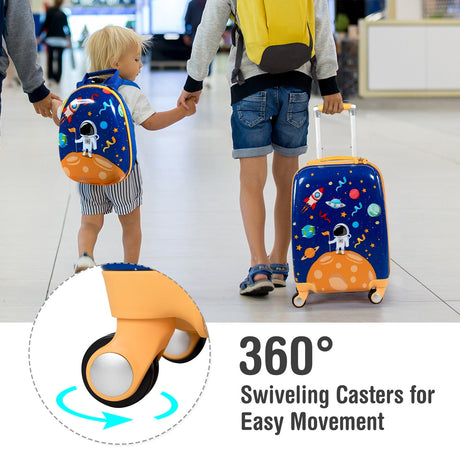 Juego de equipaje de 2 piezas para niños, maleta con ruedas y mochila - Rosa