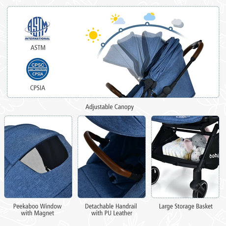 Cochecito de bebé convertible de aluminio 2 en 1 con capota ajustable