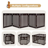 24 Inch Folding Wooden Freestanding Dog Gate with 360¬∞ Flexible Hinge for Pet