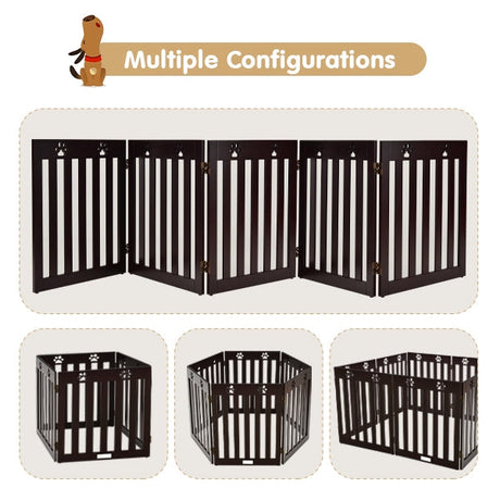 Puerta plegable de madera independiente para perros de 24 pulgadas con bisagra flexible de 360° para mascotas