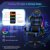 Silla Gaming Giratoria Ajustable con Luces LED y Mando a Distancia